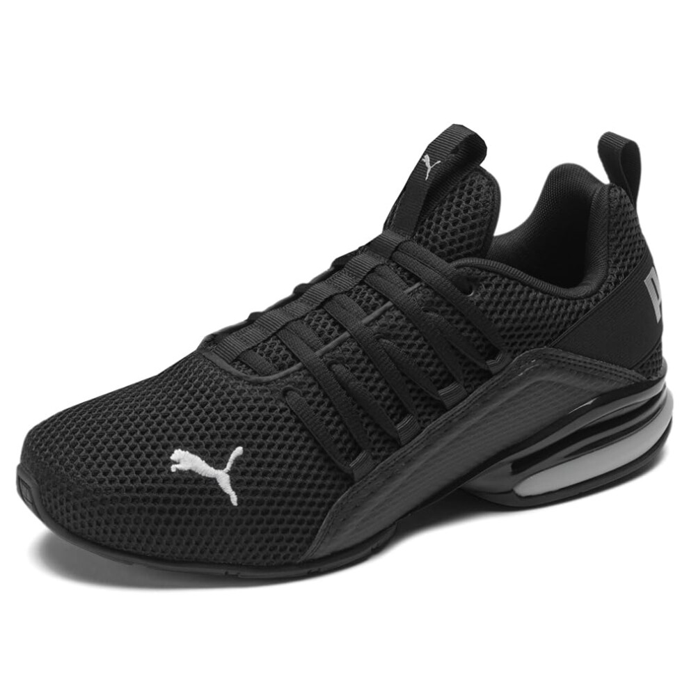 PUMA mens Axelion Cross-Trainer  Puma Black-metallic Silver  9