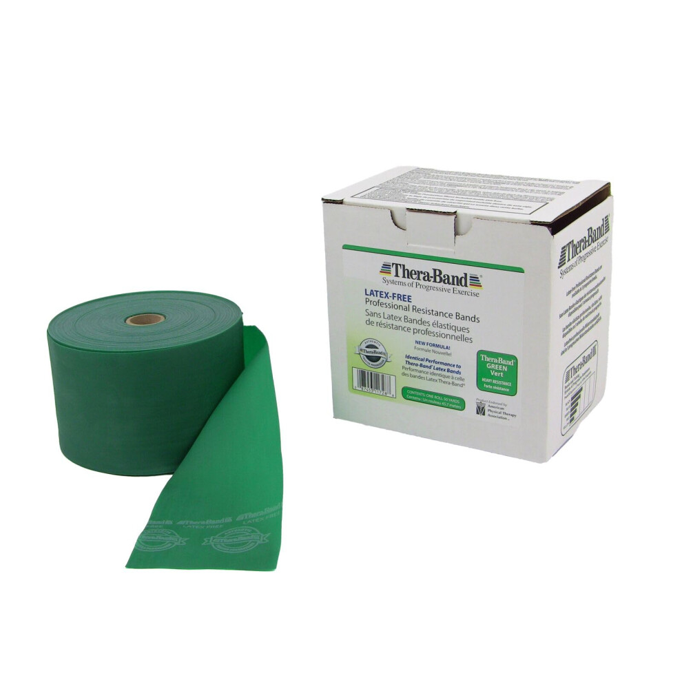 THERABAND Resistance Band 50 Yard Roll  Heavy Green Non-Latex Professi