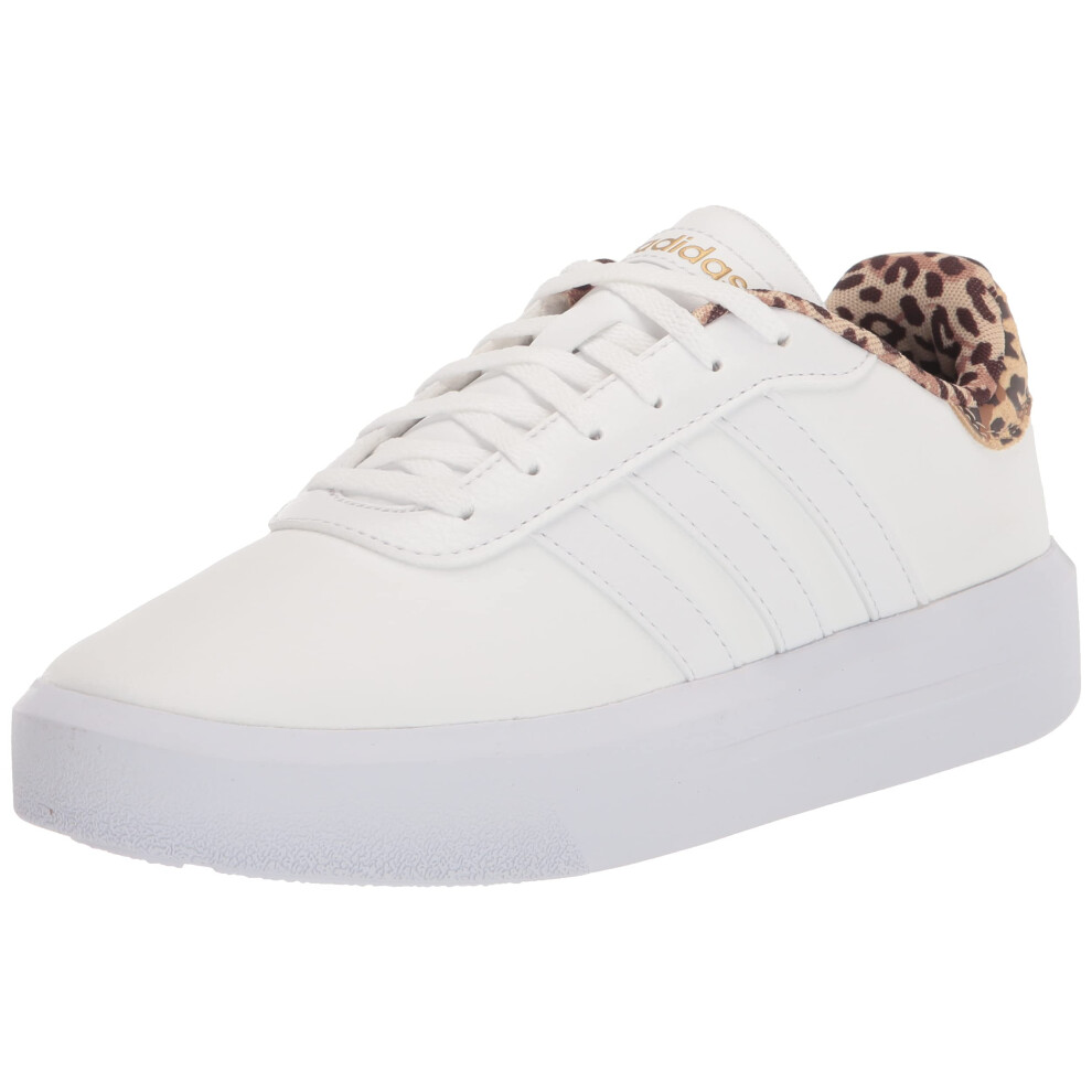 adidas Women's Court Platform Skate Shoe  White/White/Gold Metallic  1