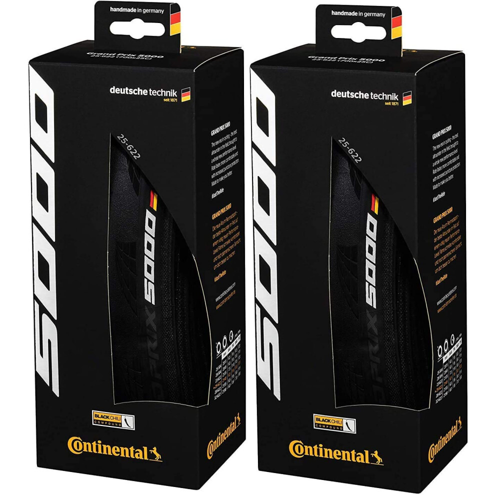 Continental Grand Prix 5000 700 X 28 Black-BW + Black Chili 2-Count