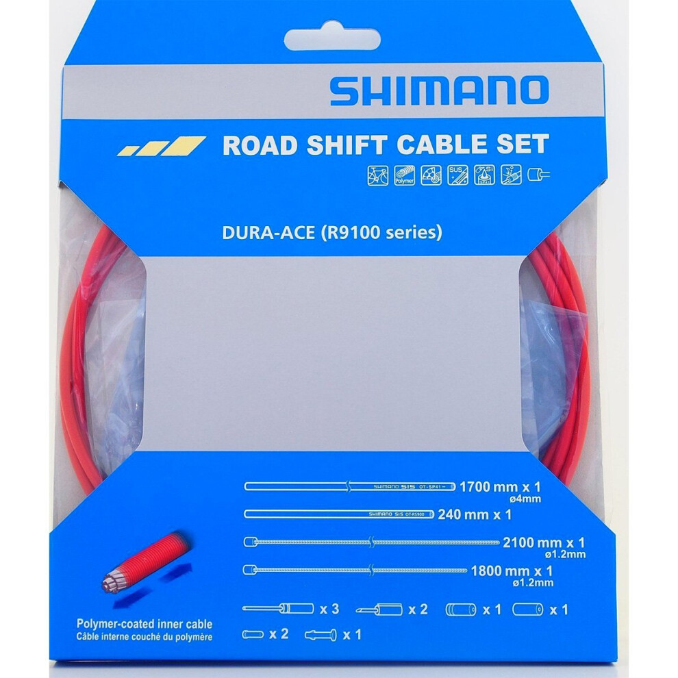 Shimano Dura-Ace R9100 SP41 Polymer-Coated Derailleur Cable Set  Red