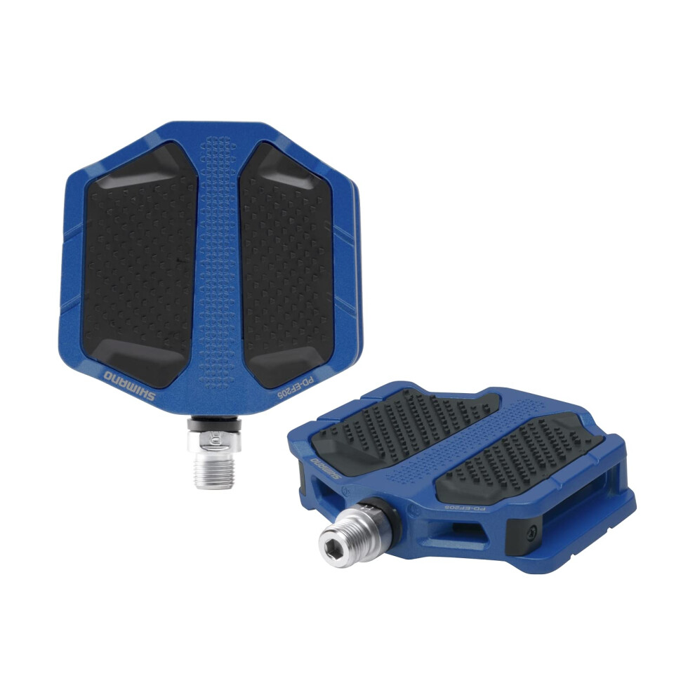 SHIMANO PD- EF205 Everyday Riding Flat Pedal  Blue  One Size