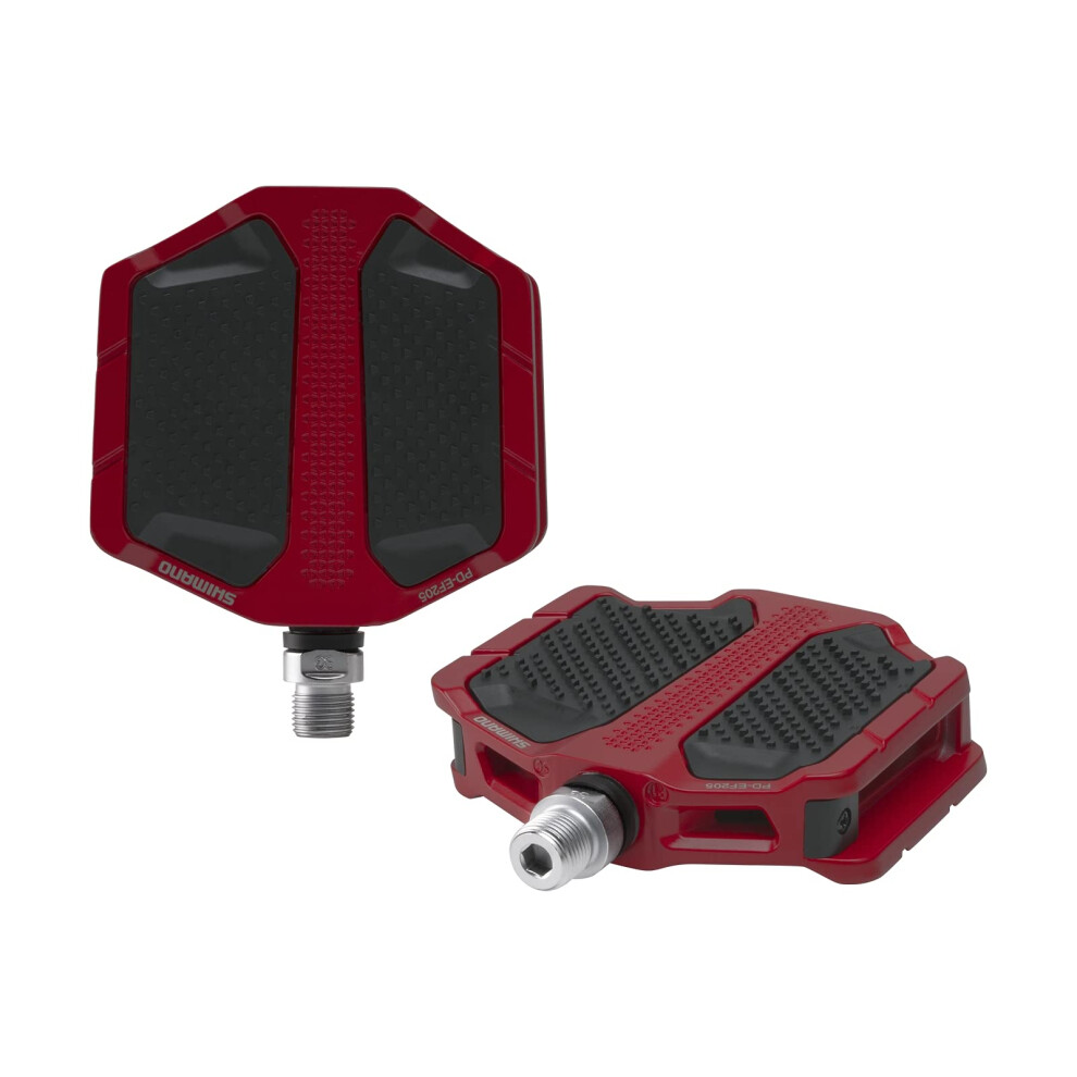 SHIMANO PD- EF205 Everyday Riding Flat Pedal  Red  One Size