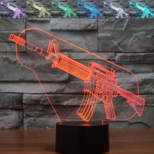 3D Gun Optical Illusion Night Light, LED Table Desk Lamps,7 Colors Change with Touch Control USB Charge for Home Room Decor for Kids Adult