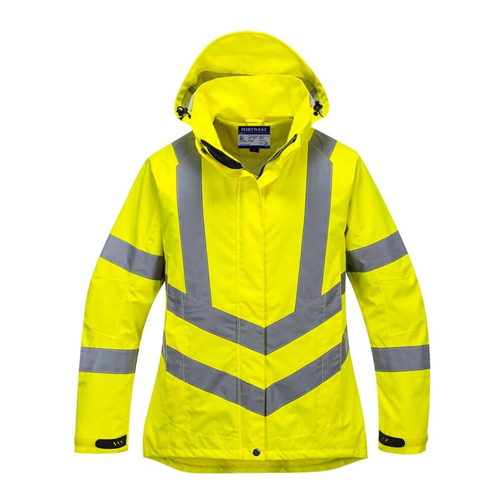 Portwest LW70 Women's Hi Vis Reflective Waterproof Rain Jacket Yellow