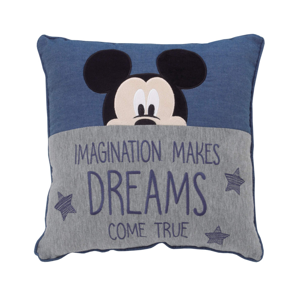 Disney Mickey Mouse Hello World - Navy  Grey & White Appliqued Decorat