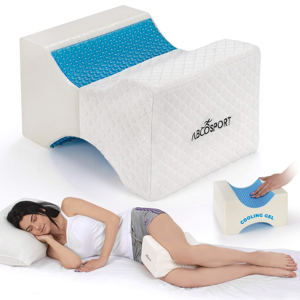 Abco Tech Memory Foam Knee Pillow With Cooling Gel - Knee Wedge Pillow