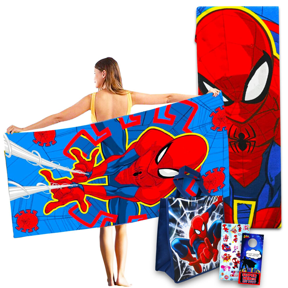 Marvel Spiderman Towel Set for Kids - Bundle with 27x54 Spiderman Micr