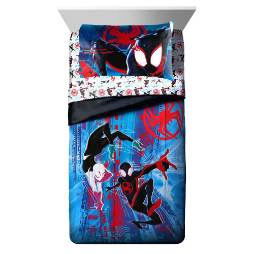 Marvel Ensemble de lit Marvel Spiderman Across the Spider-Verse Glitch 5 pièces - Comprend couette & draps 1