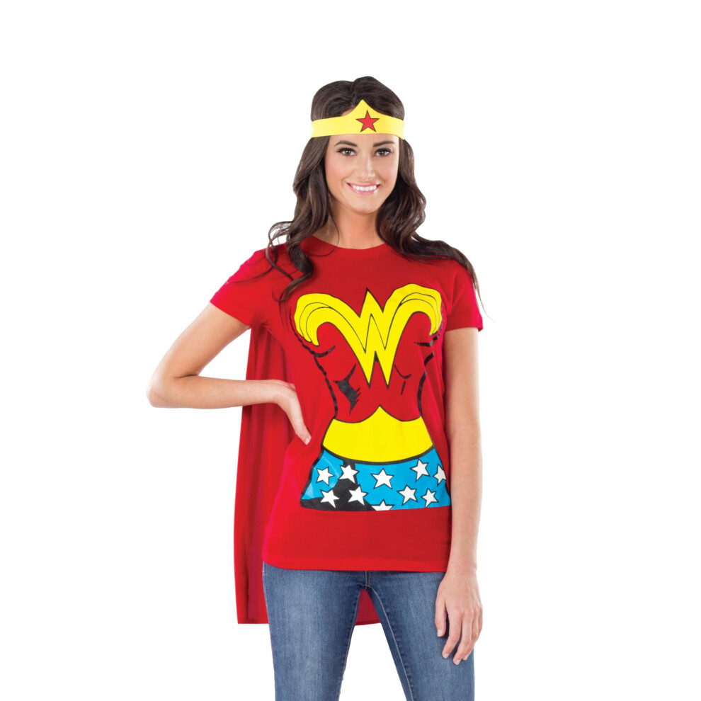 Rubie's womens Dc Comics Wonder Woman T-shirt With Cape and Headband A