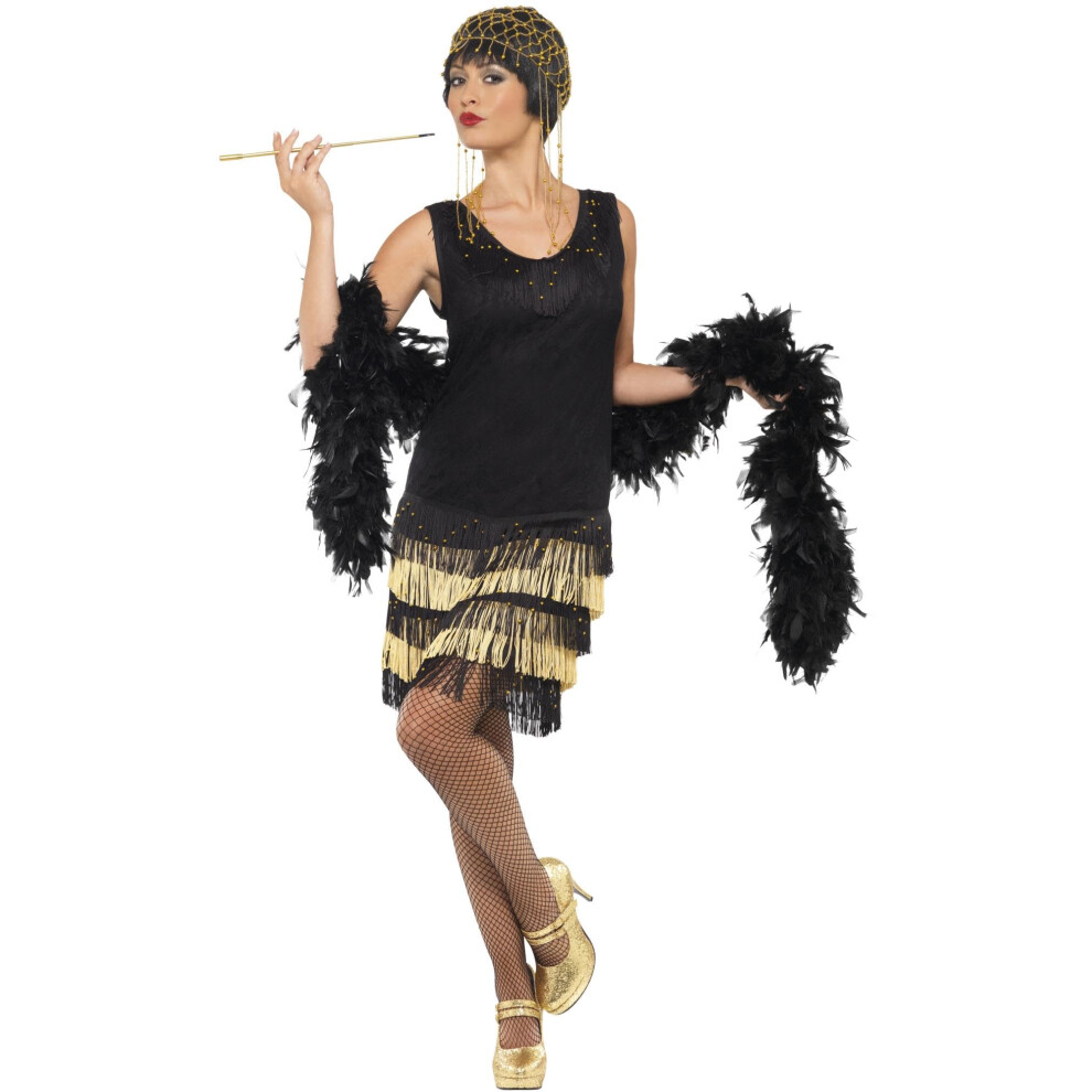 Smiffys Women 1920s Fringed Flapper Costume Black L - US Size 14-16