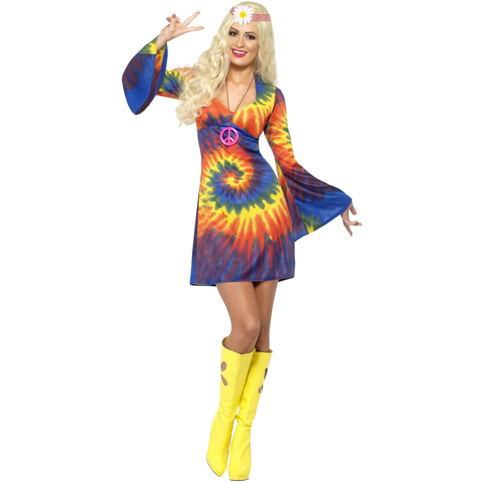 Smiffy's Women's 1960's Tie Dye Costume  Dress  60's Groovy Baby  Seri