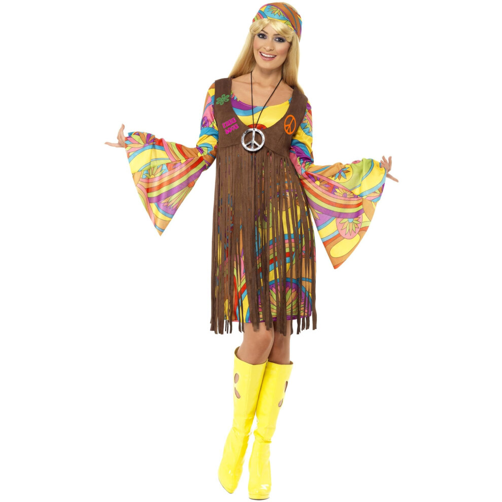 Smiffy's Women's 1960's Groovy Lady Costume  Dress  Printed Waistcoat