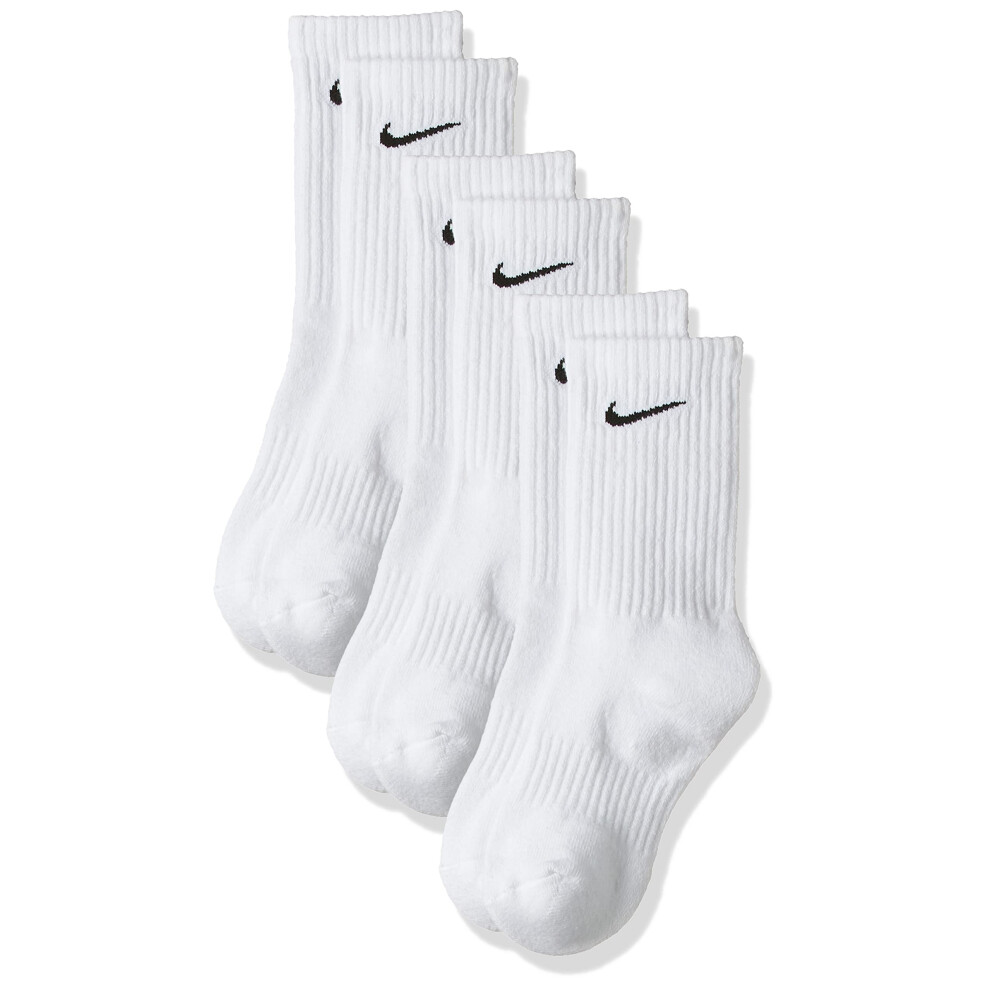 Nike Unisex Performance Cushion Crew Training Socks (3 Pair)  WHITE  M