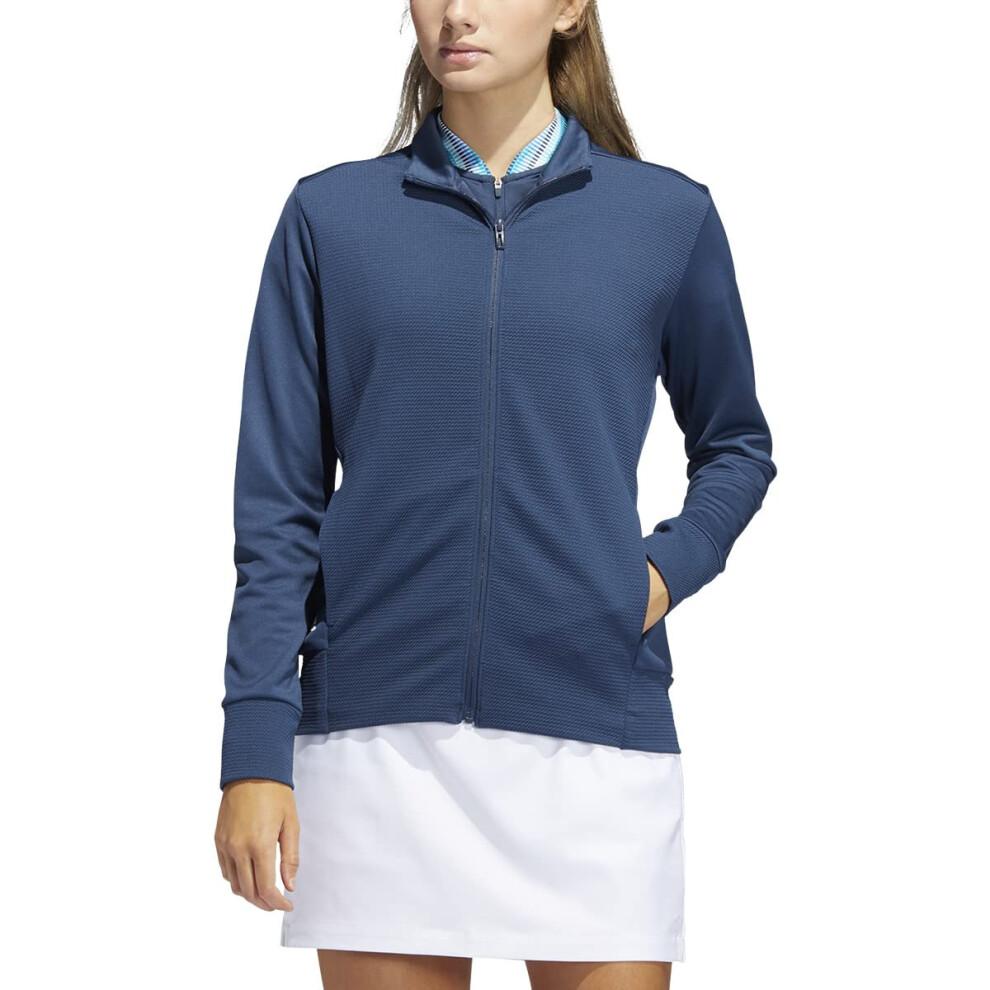 adidas Women's Standard Textured Full Zip Jacket  Crew Navy  Medium