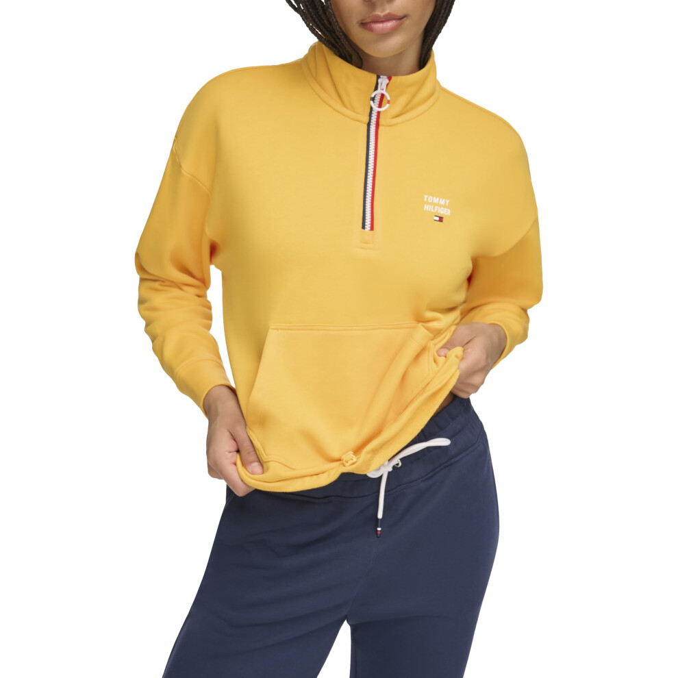 Tommy Hilfiger Women's Soft French Terry Quarter Zip  Honey