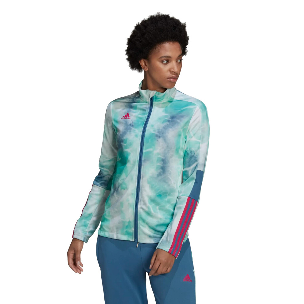 adidas Women's Regular Tiro Jacket  Altered Blue/Mint Rush/White  Smal