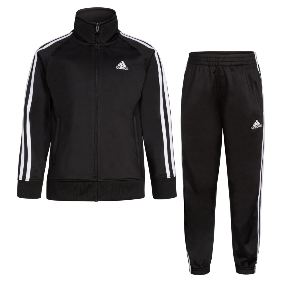 adidas Boy's Tricot Tracksuit Jacket Jogger Pant Set  Black  2T