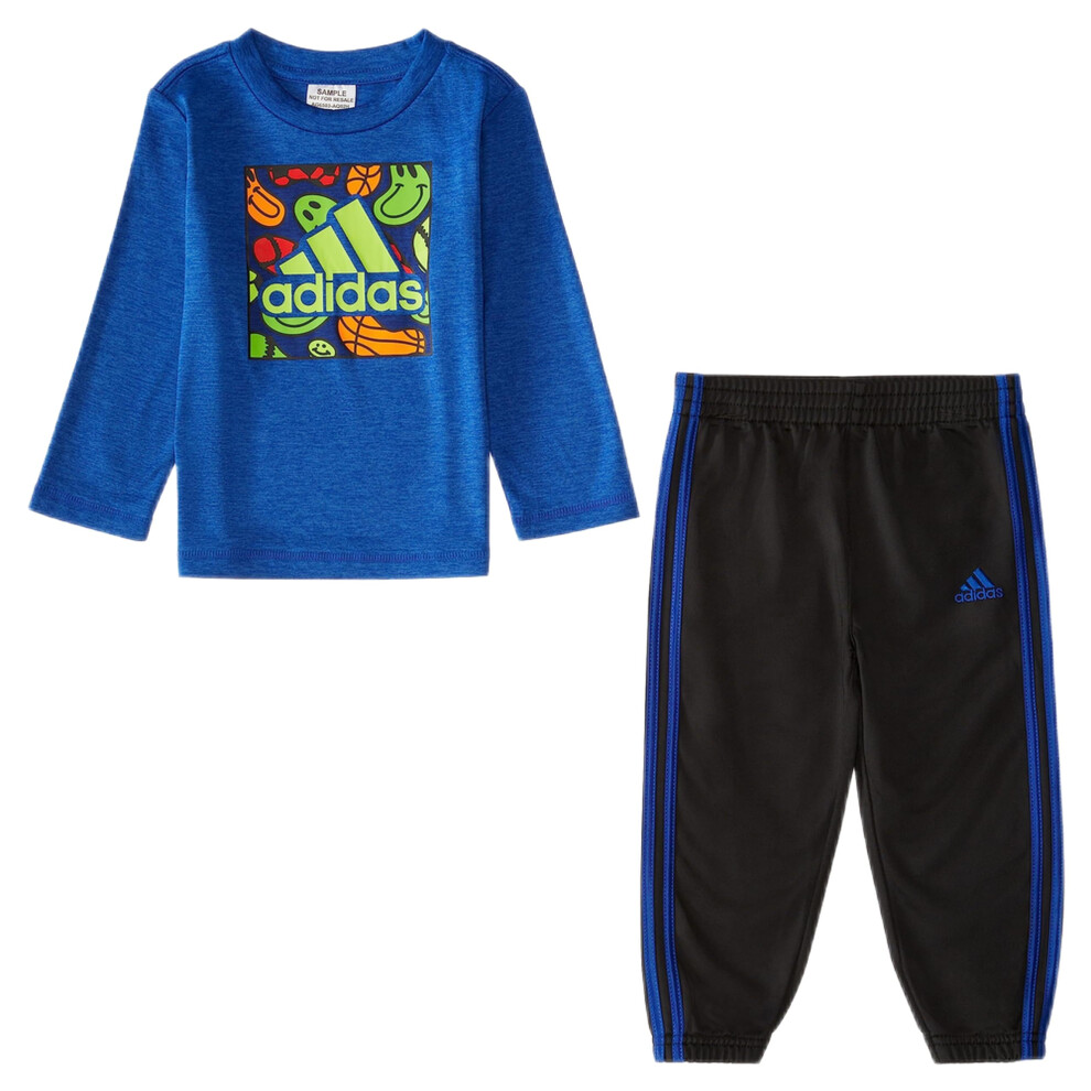 adidas Boys 2-Piece Long Sleeve Poly M?lange Tee and Joggers Set  Team