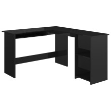 vidaXL L-Shaped Corner Desk High Gloss Black 47.2"" x 55.1"" x 29.5""