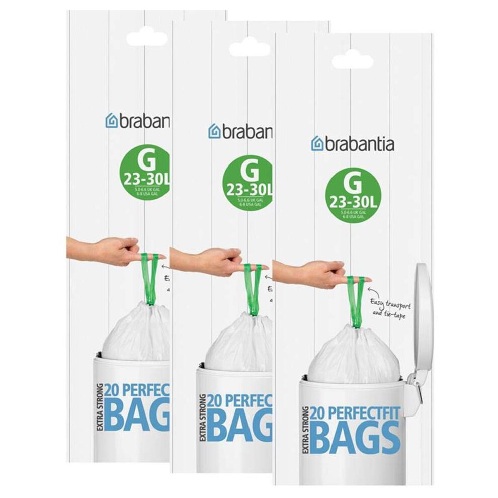 Brabantia Size G 30 Litre Bin Liners (20 Bags per Roll) 246265 PACK OF