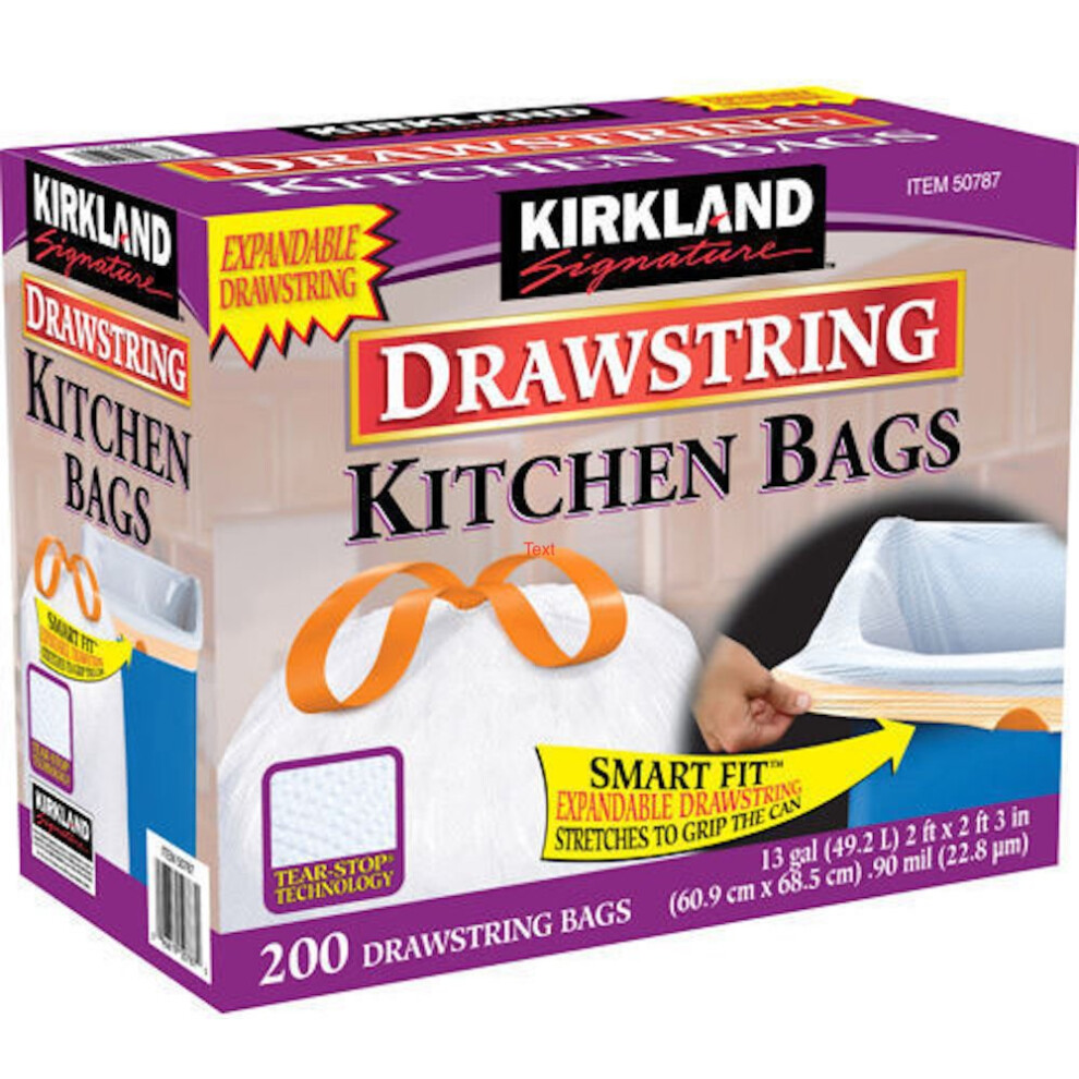 Kirkland Signature 13 Gallon 200 Ct Carton 100% recyclable Heavy Duty