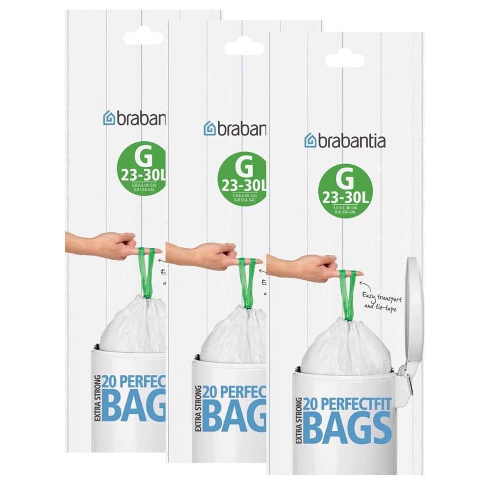 Brabantia Size G 30 Litre Bin Liners (20 Bags per Roll) 246265 Pack of