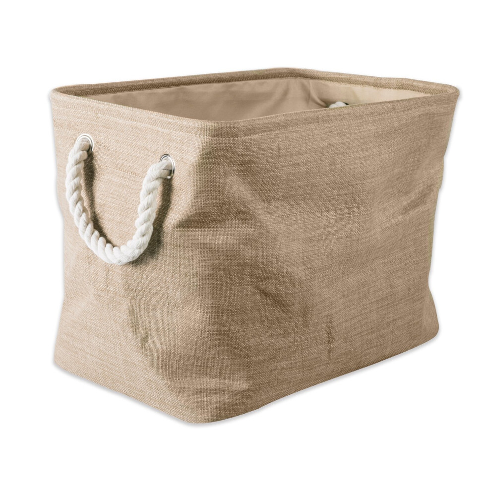 DII Collapsible Variegated Polyester Storage Bin with Cotton Handles
