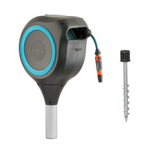 Gardena 18614-20 66 Foot Auto Retractable Hose Reel on Metal Spike  Fe
