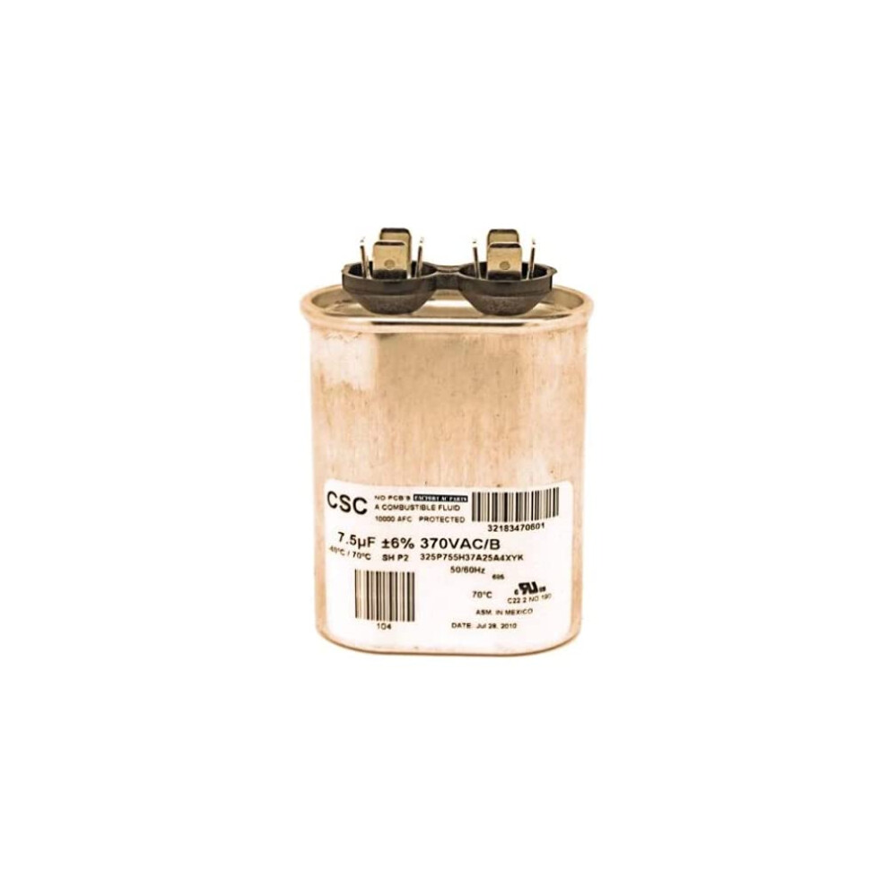 York Single Run Capacitor  7.5Mfd 370V Flat