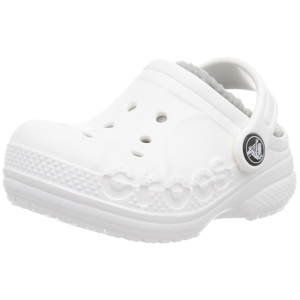 Crocs Unisex-Child Baya Lined Clogs  White/Light Grey  12 M US Little