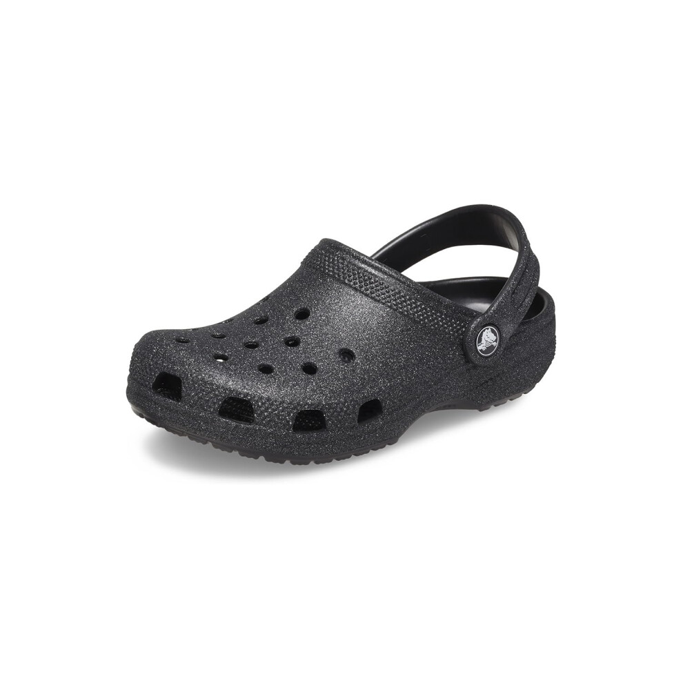 Crocs Classic Glitter Clog (Little Kid/Big Kid) Black Glitter 5 Big Ki