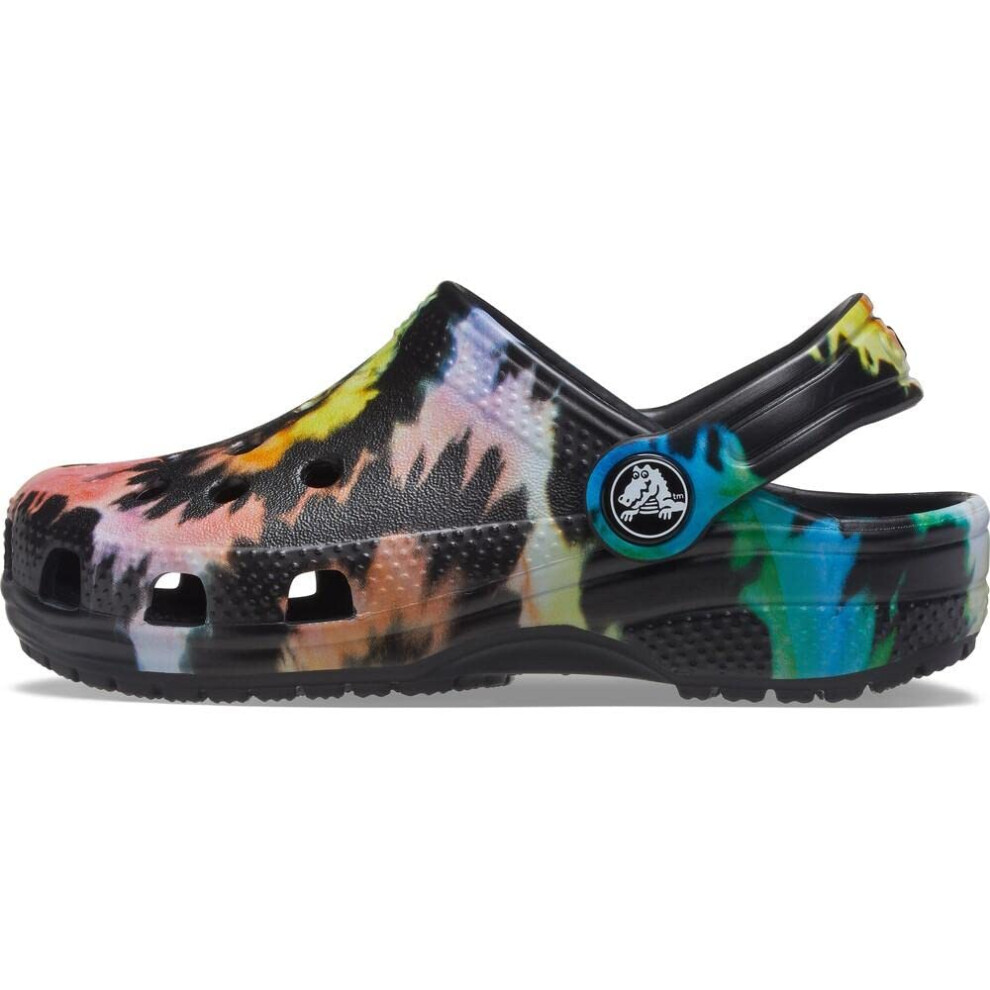 Crocs unisex child Classic Tie Dye Clog  Black/Black  4 Toddler