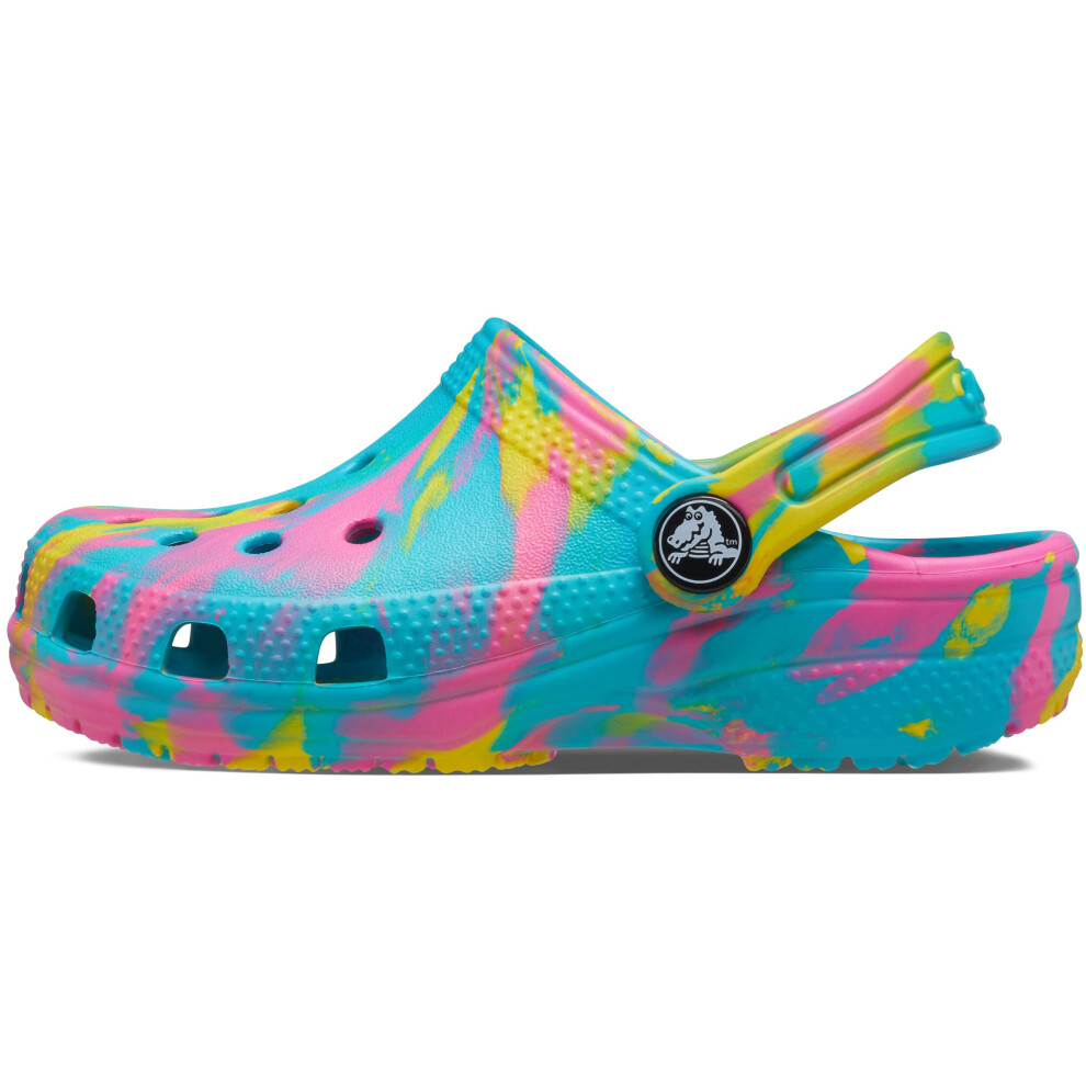 Crocs Kids' Classic Marbled Tie Dye Clog   Digital Aqua/Multi  11 Litt