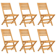 vidaXL Set of 6 Solid Teak Wood Folding Patio Chairs - Outdoor Seating