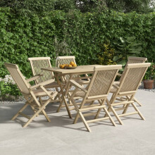 vidaXL Folding Patio Chairs 6 pcs Gray 22""x24""x35"" Solid Wood Teak