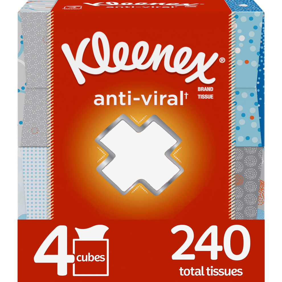 Kleenex Anti-Viral Facial Tissues  4 Cube Boxes  60 Tissues per Box (2