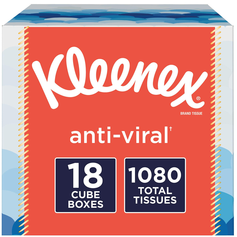 Kleenex Anti-Viral Facial Tissues  18 Cube Boxes  60 Tissues per Box (