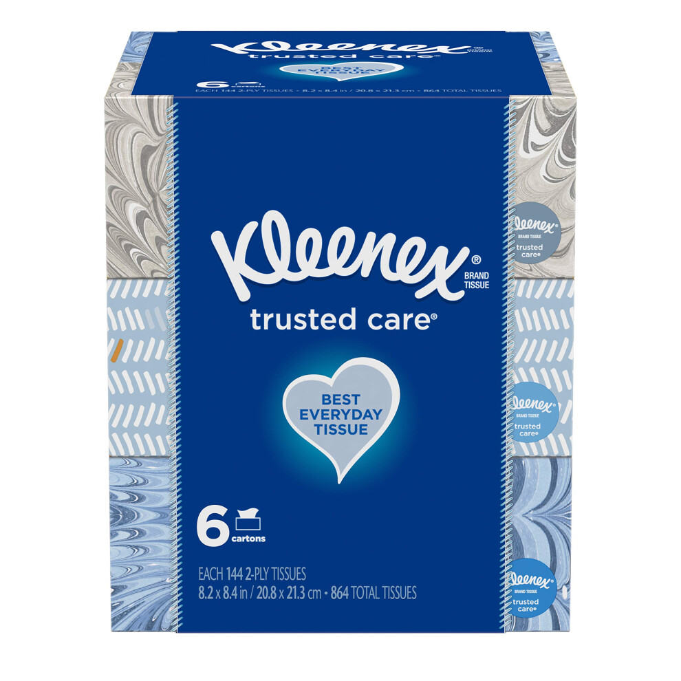 Kleenex Trusted Care Everyday Facial Tissues  6 Rectangular Boxes  144