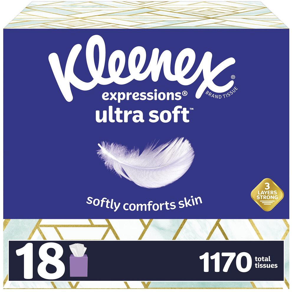 Kleenex Expressions Ultra Soft Facial Tissues  65 Count (Pack of 18) (