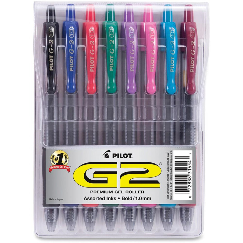 Pilot G2 8-pack Bold Gel Roller Pens - Bold Pen Point - 1 mm Pen Point