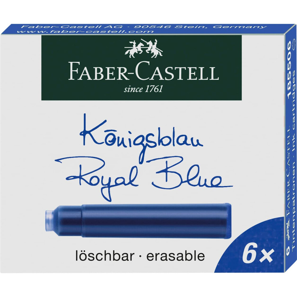 Faber Castell 185506 Standard Ink Cartridge - Blue (Pack of 6)