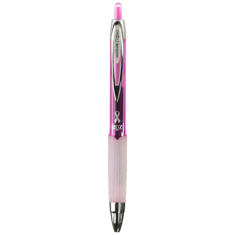 Uni-Ball 207 Pink Ribbon Retractable Gel Pen Black Ink 0.7mm (1783849)