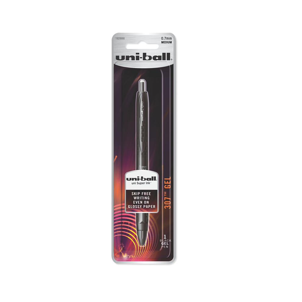 uni-ball 307 Retractable Gel Pen  Medium Point (0.7mm)  Black  1 Count