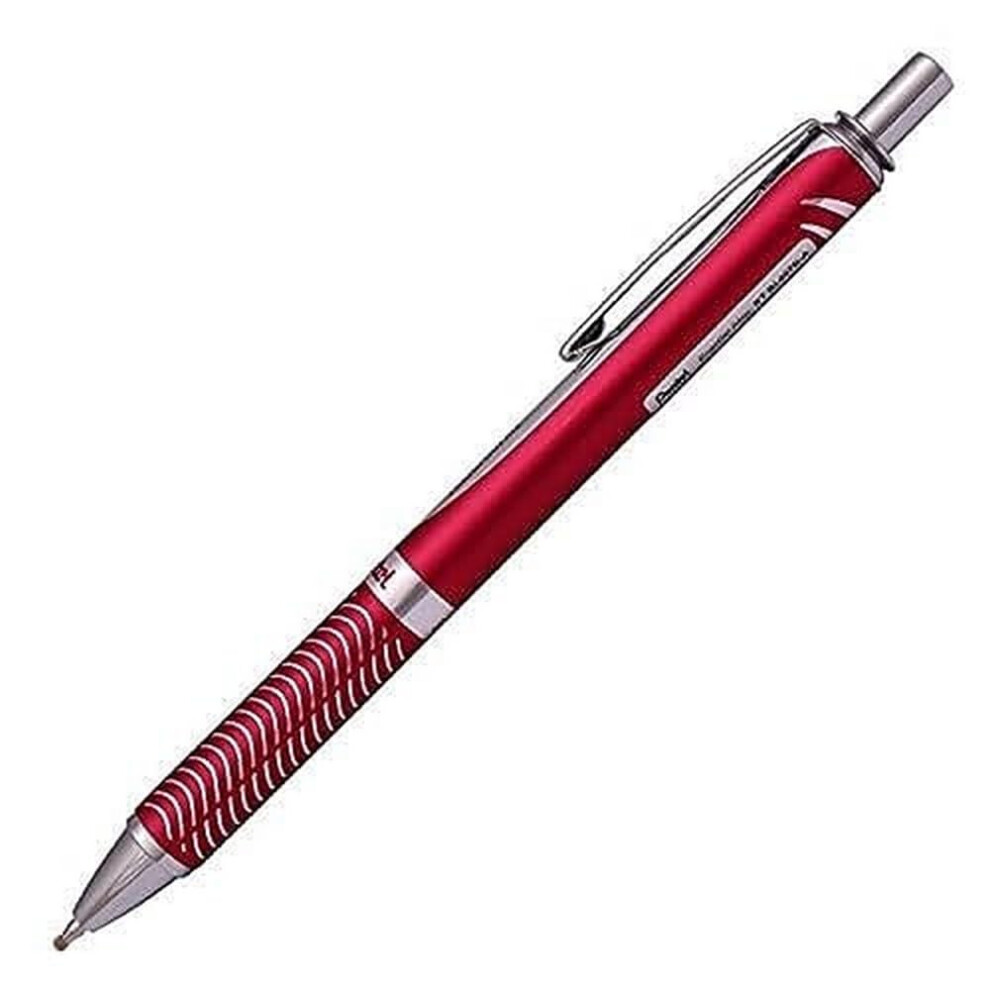 Pentel Energel Alloy Retractable Liquid Gel Pen Red Barrel Black Ink