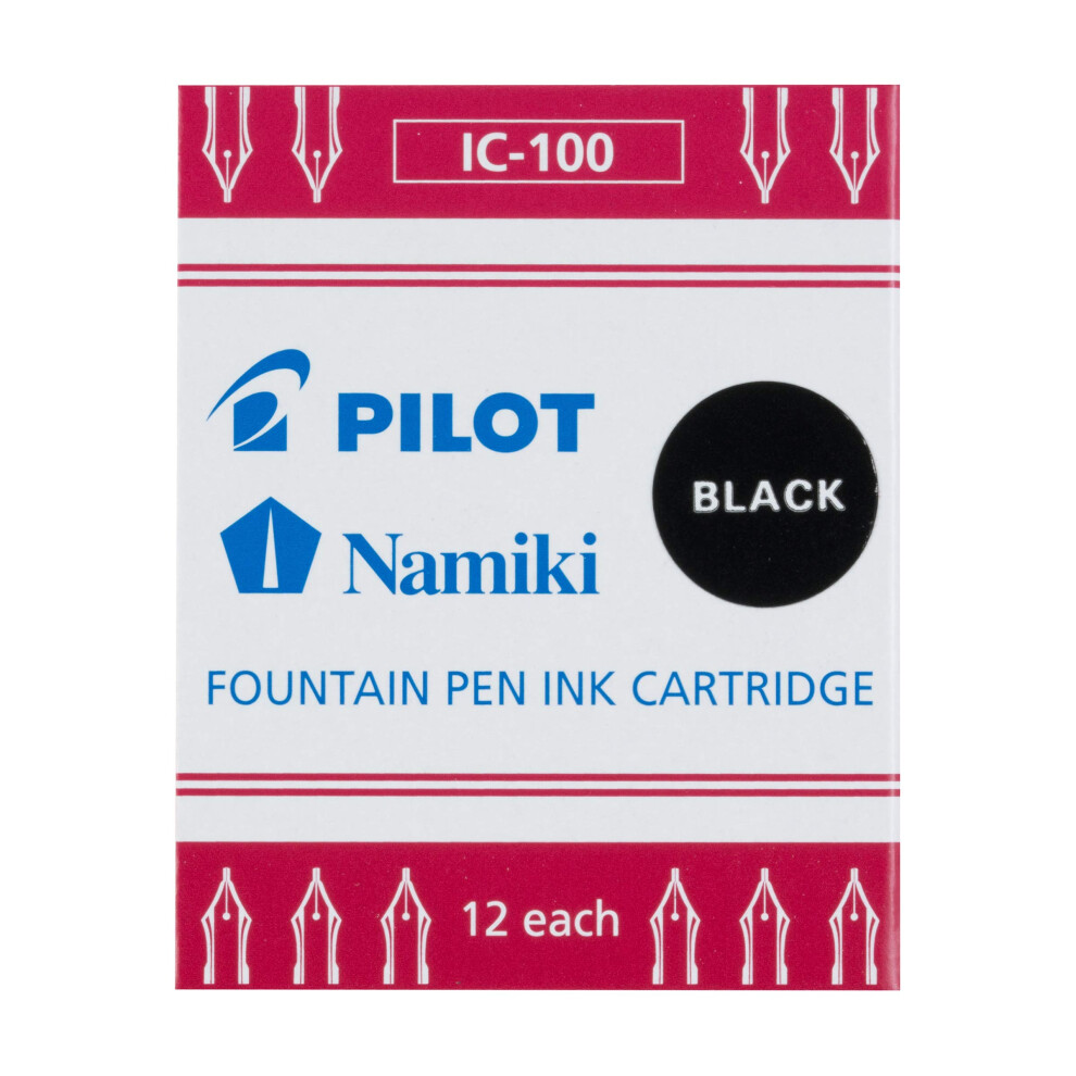 PILOT Namiki IC100 Fountain Pen Ink Cartridges  Black  12-Pack (69100)