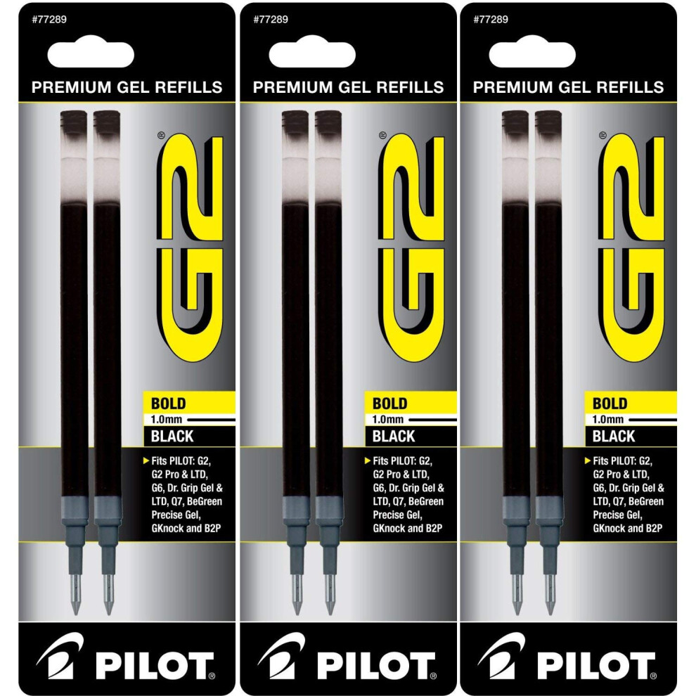 Pilot G2 Gel Ink Refill  2-Pack for Rolling Ball Pens  Bold Point  Bla