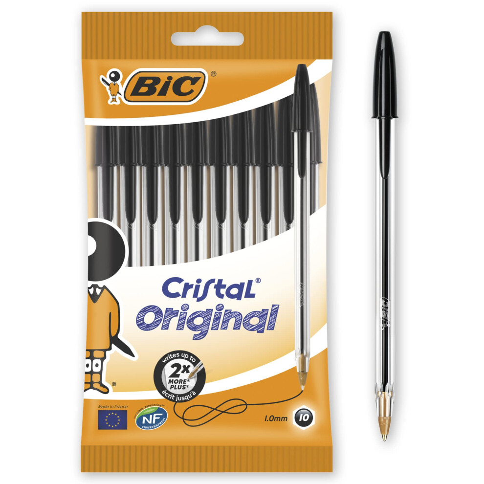 Bic 830864 BiC Cristal Original 1.0 mm Ball Pen Pack of 10 Black Packa