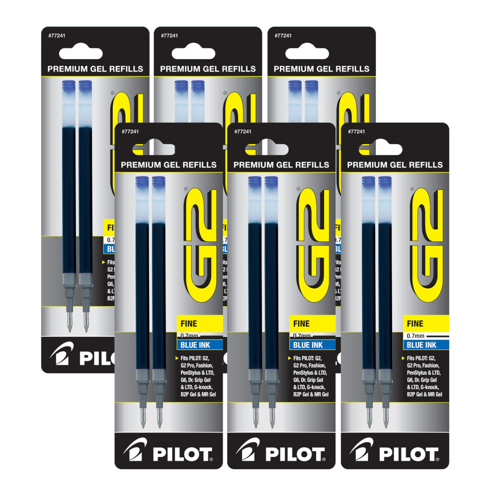 Value Pack of 6 - Pilot G2 Gel Ink Refill  2-Pack for Rolling Ball Pen