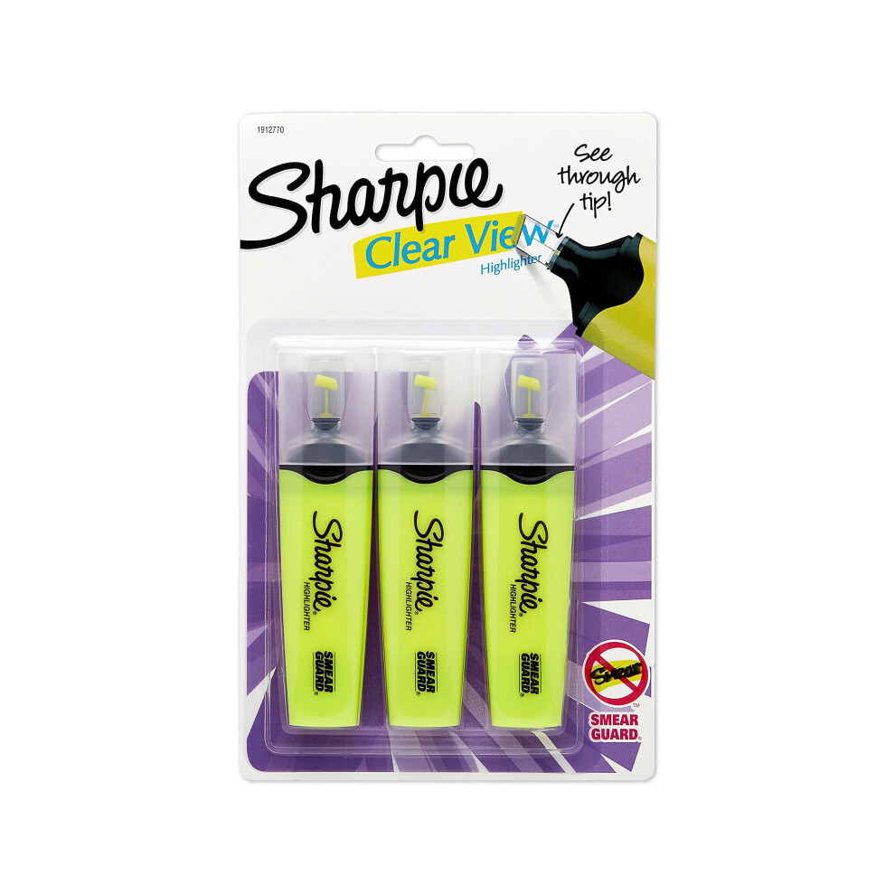 Sharpie 1147578 Clear View Highlighter Chisel Tip Yellow 3/pk (1904613